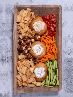 The Crafted Dough Bowl – Large filled with a vibrant charcuterie spread