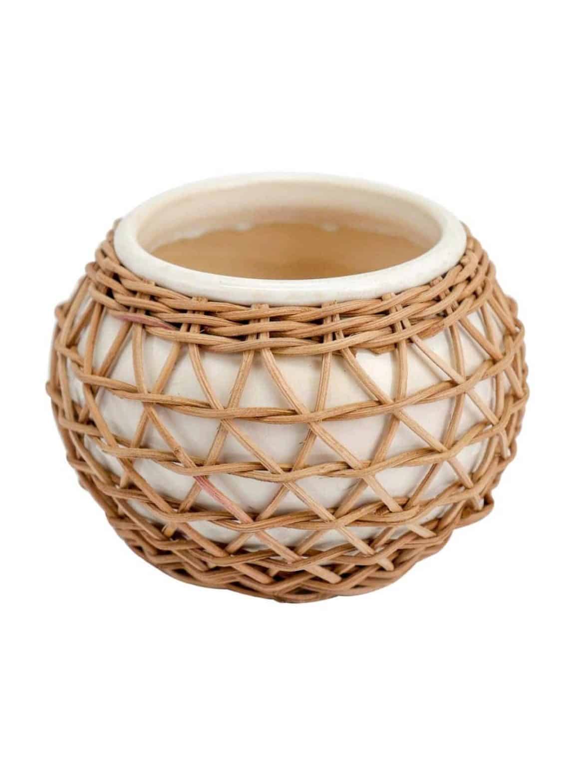 Rattan Planter White Be Made