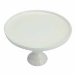 Top-down view of the Pedestal Off-White, highlighting the smooth surface and round tray design.