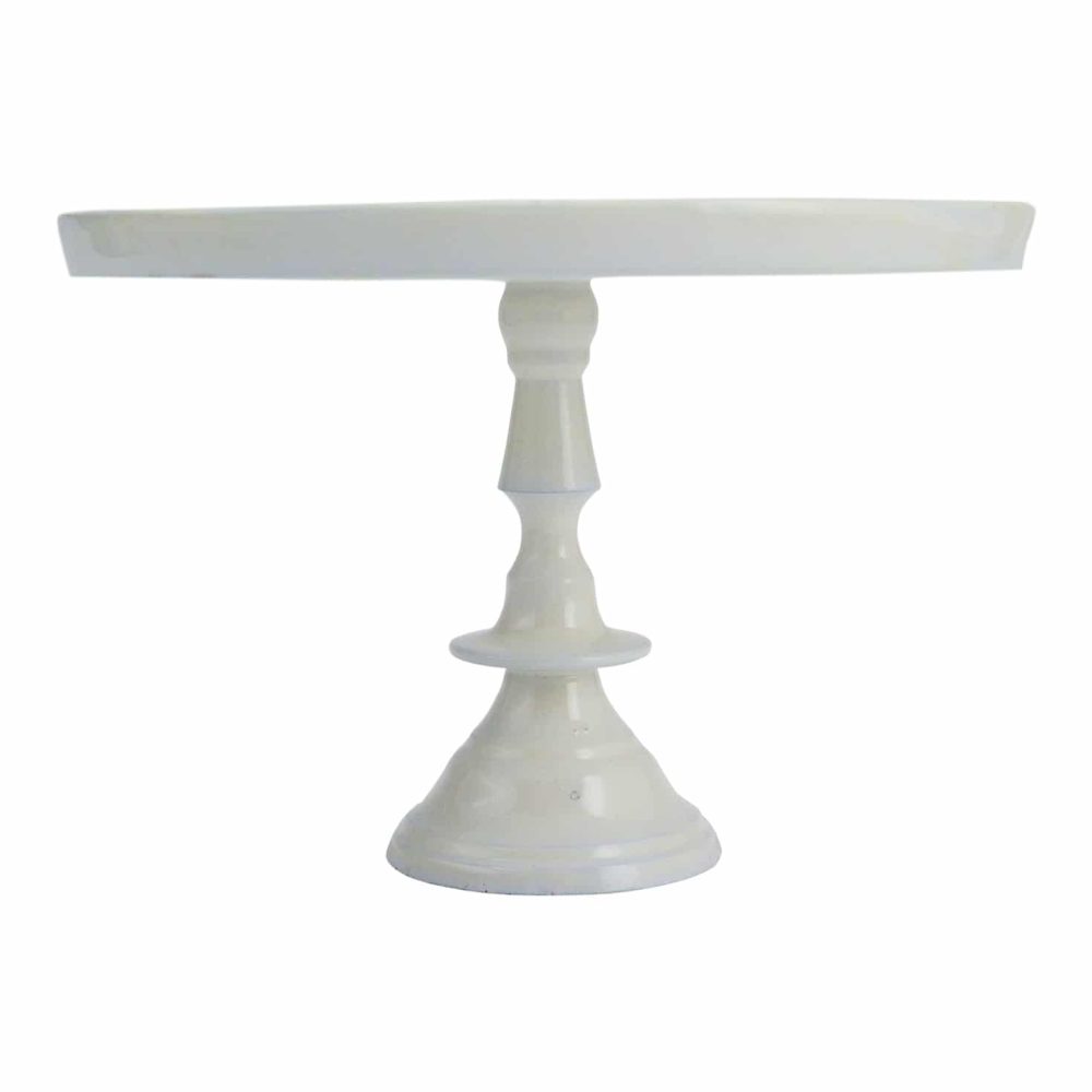 Side view of the Pedestal Off-White, showcasing its elegant silhouette and soft enamel finish.