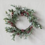 Be Made Hays, KS Faux 12" Wreath Frosted Leaves and Red Berries Round
