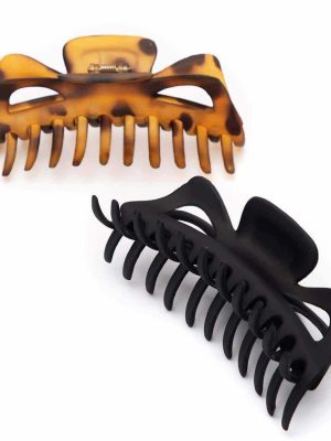 Be Made Hays, KS. Classic Claw Clip Jumbo Black & Brown by Kitsch Recycled Plastic Set of 2
