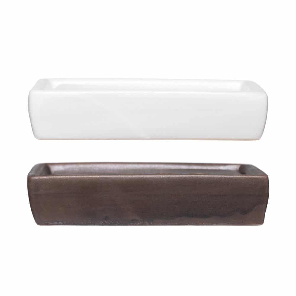 Be Made Hays, KS. Stoneware Soap Dish Brown and Cream 2 Colors Removable Tray
