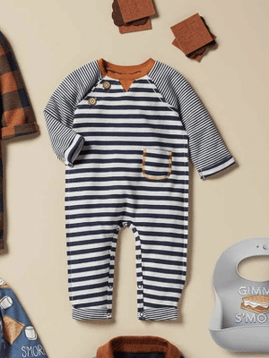 Be Made Hays, KS. Double Jersey Striped One Piece Footie 6-9 Months