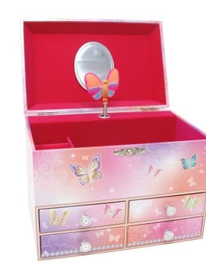 Be Made Hays, KS. Butterfly Skies Medium Musical Jewelry Box by Pink Poppy for Girls
