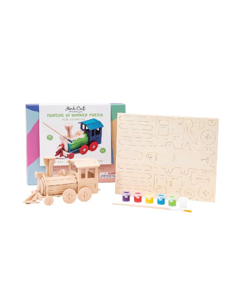 Be Made Hays, KS. DIY wood puzzle train paint kit. gifts for kids. christmas gifts for kids.