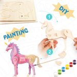 Be Made Hays, KS. DIY wood puzzle unicorn paint kit. gifts for her. gifts for kids.