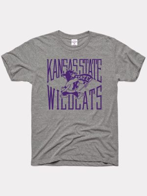 Be Made Hays, KS. Kansas State Willie Wildcat Graphic Vintage T Shirt Gray and Purple Unisex
