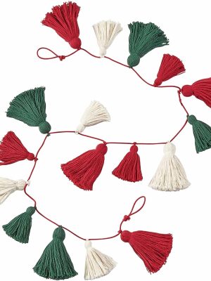 Be Made Hays, KS. Christmas Tassel Garland Green, Red, and White