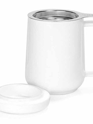 Be Made Hays, KS. Ceramic Tea Mug with Stainless Steel Infuser in White