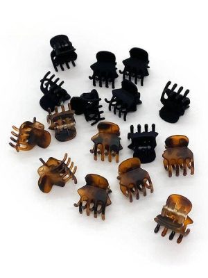 Be Made Hays, KS. Classic Claw Clip Set Recycled Plastic 16 Piece Set Black & Brown