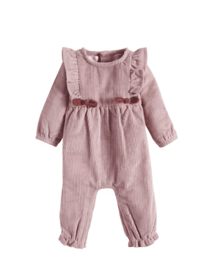Be Made Hays, KS. Pink Corduroy Jumper One Piece Kids Baby Clothing Pink Bow Features