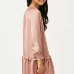 Be Made Hays, KS. Girls Tween Youth Hayden LA Floral Satin Mini Ruffle Mauve Dress with Long Sleeves and Tie Detail