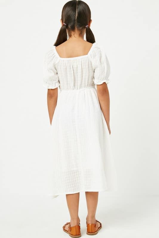 Be Made Hays, KS. Girls Tween Youth Hayden LA Off-White Textured Smocked Bodice with Short Sleeves