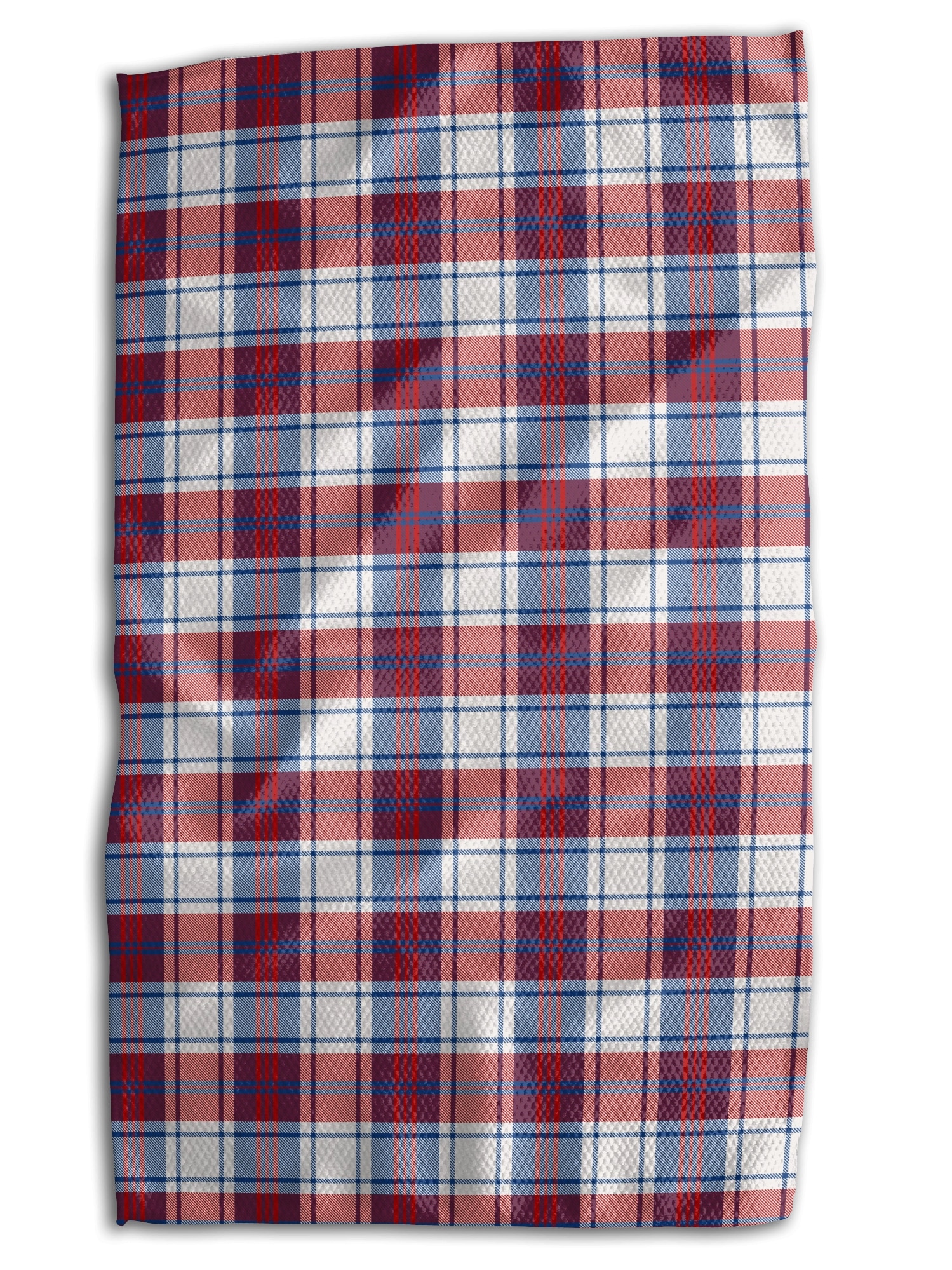 Kansas Jayhawks 1912 Basketball Tea Towel featuring sketch-style design with florals, basketballs, and KU landmarks, reversible with plaid back.