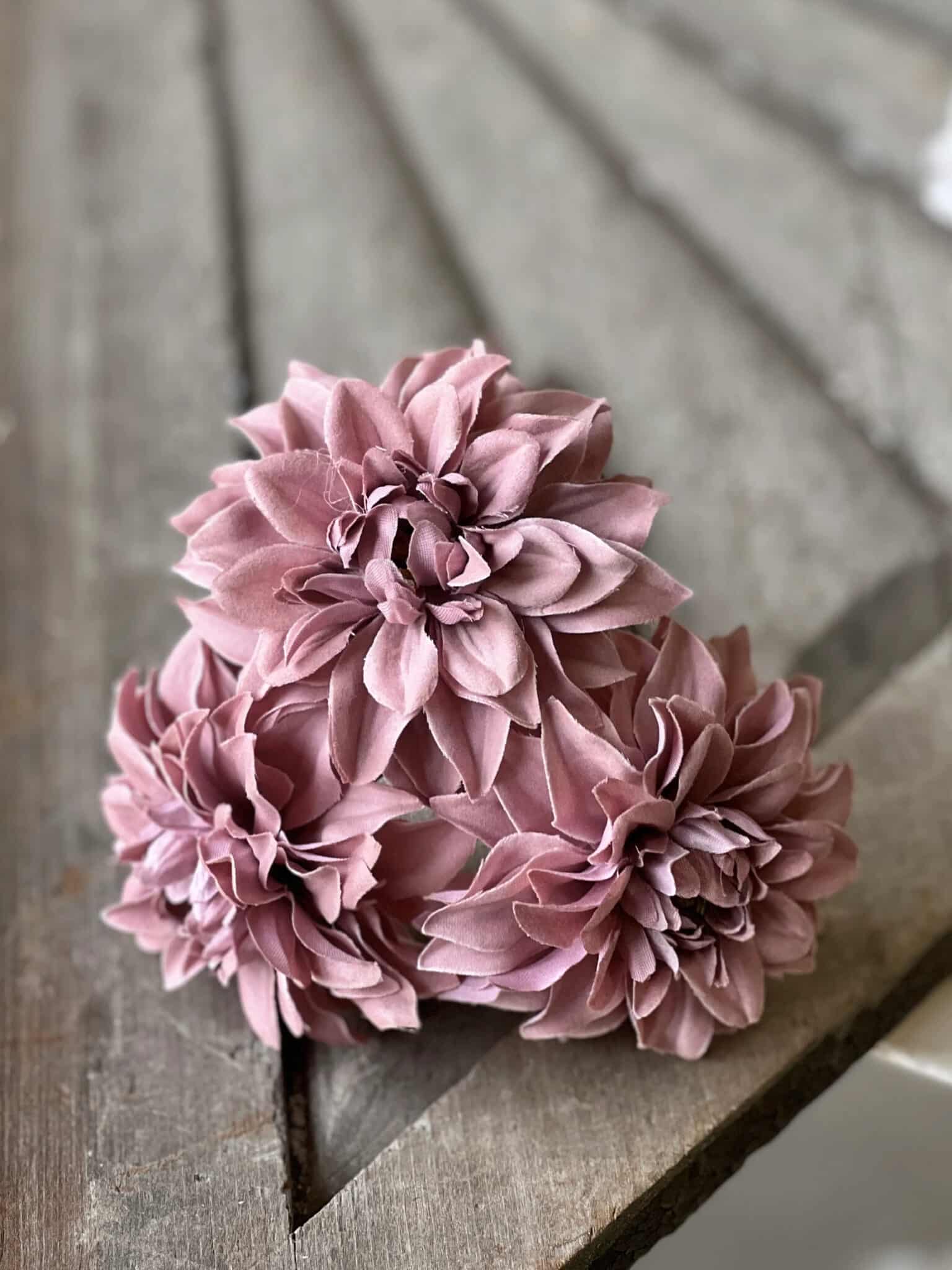 Close-up of the Dusty Rose Damask Dahlia Bundle showing detailed layered petals in a muted rose tone.