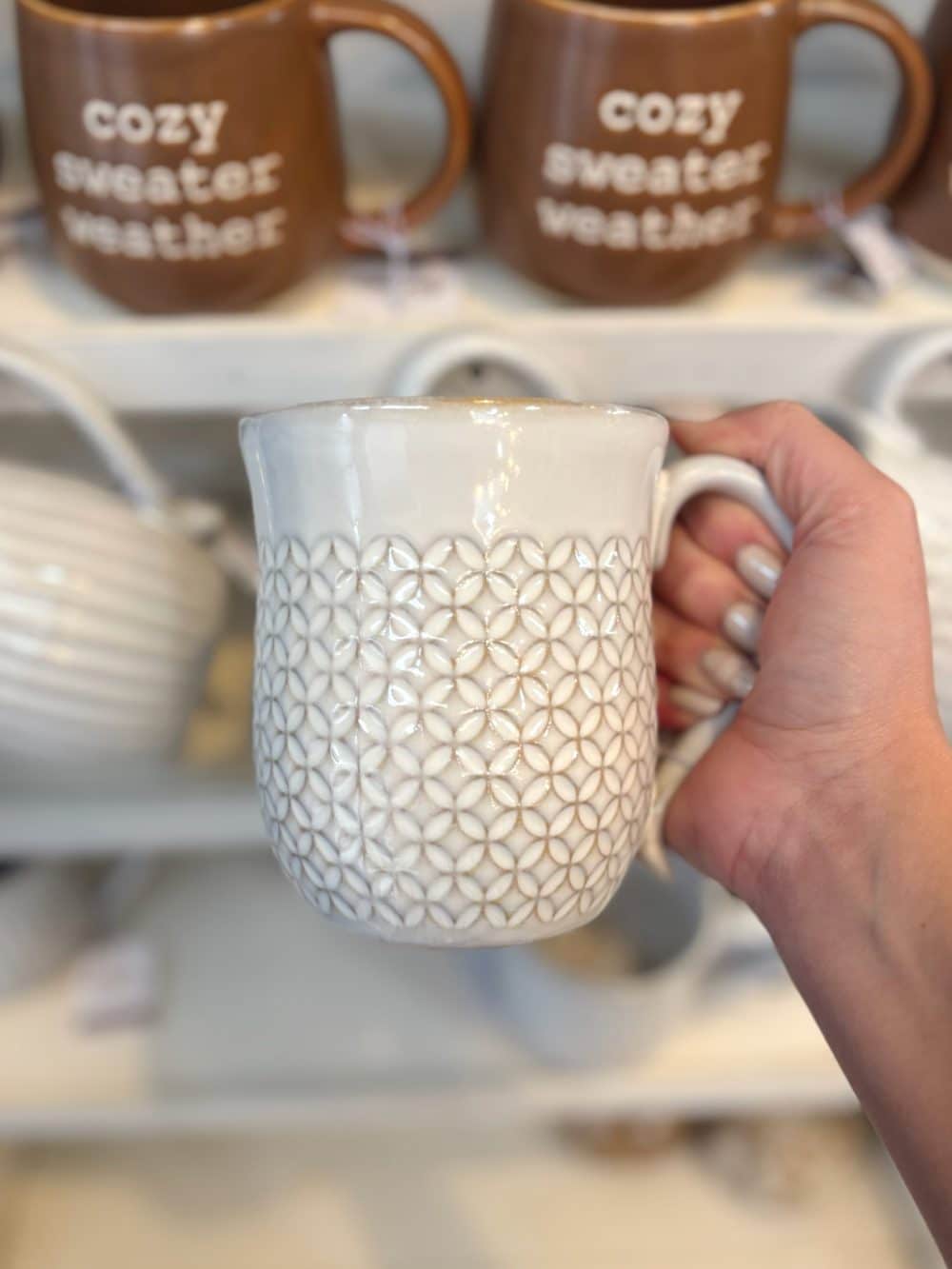 Cream Reactive Glaze Patterned Mugs - Be Made
