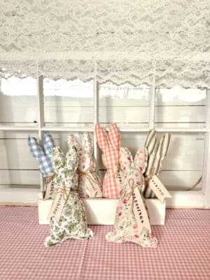 Assorted Fabric Easter Bunnies With Word Tags for Spring Decorating