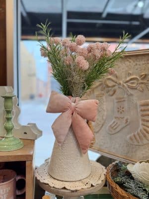 Hanging Velvet Light Pink Bow Ornament