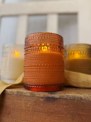Fall Orange Dotted Glass Flameless Candle