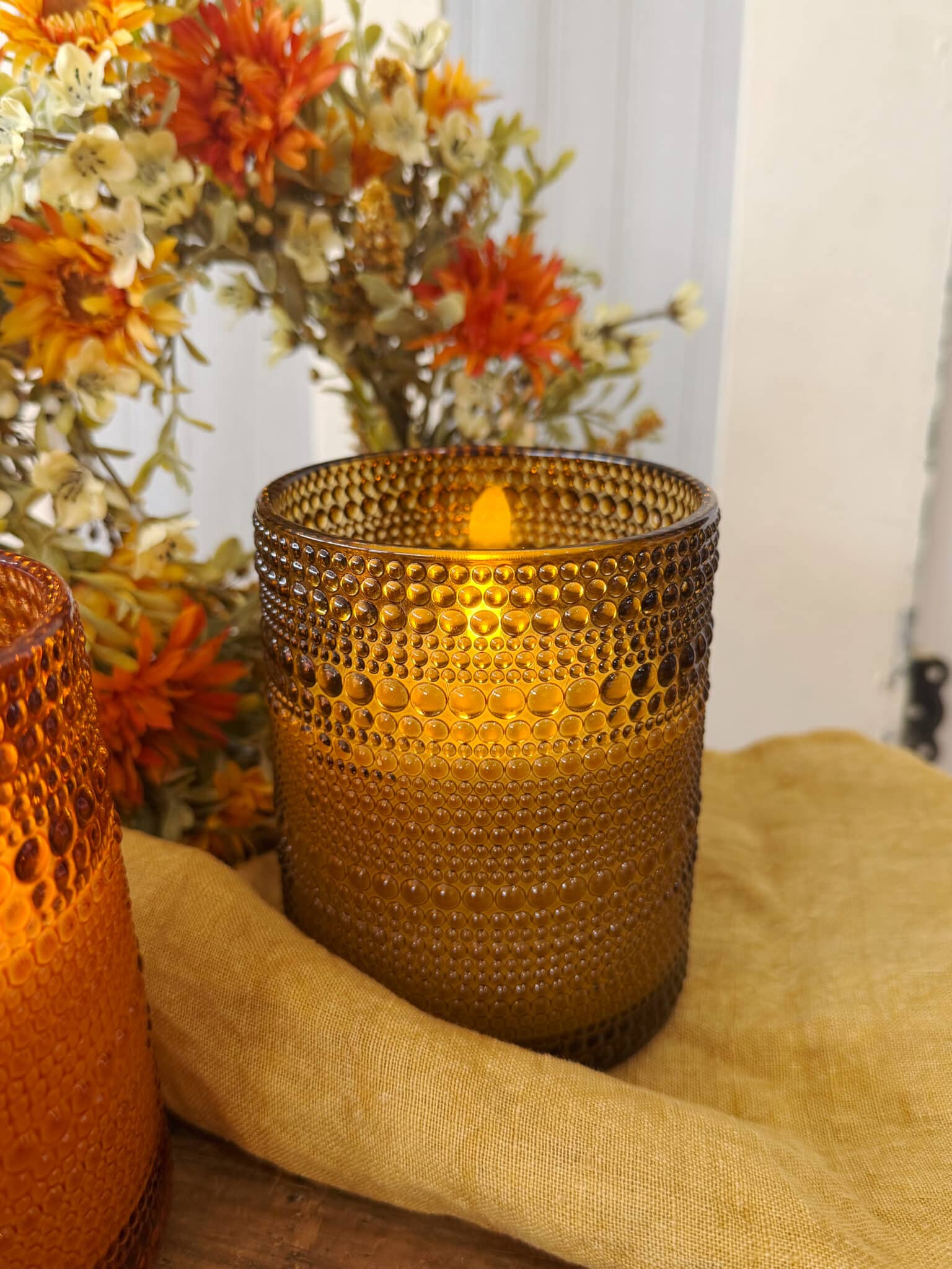 be-made-hays-ks-fall-amber-glass-bubble-flameless-candle