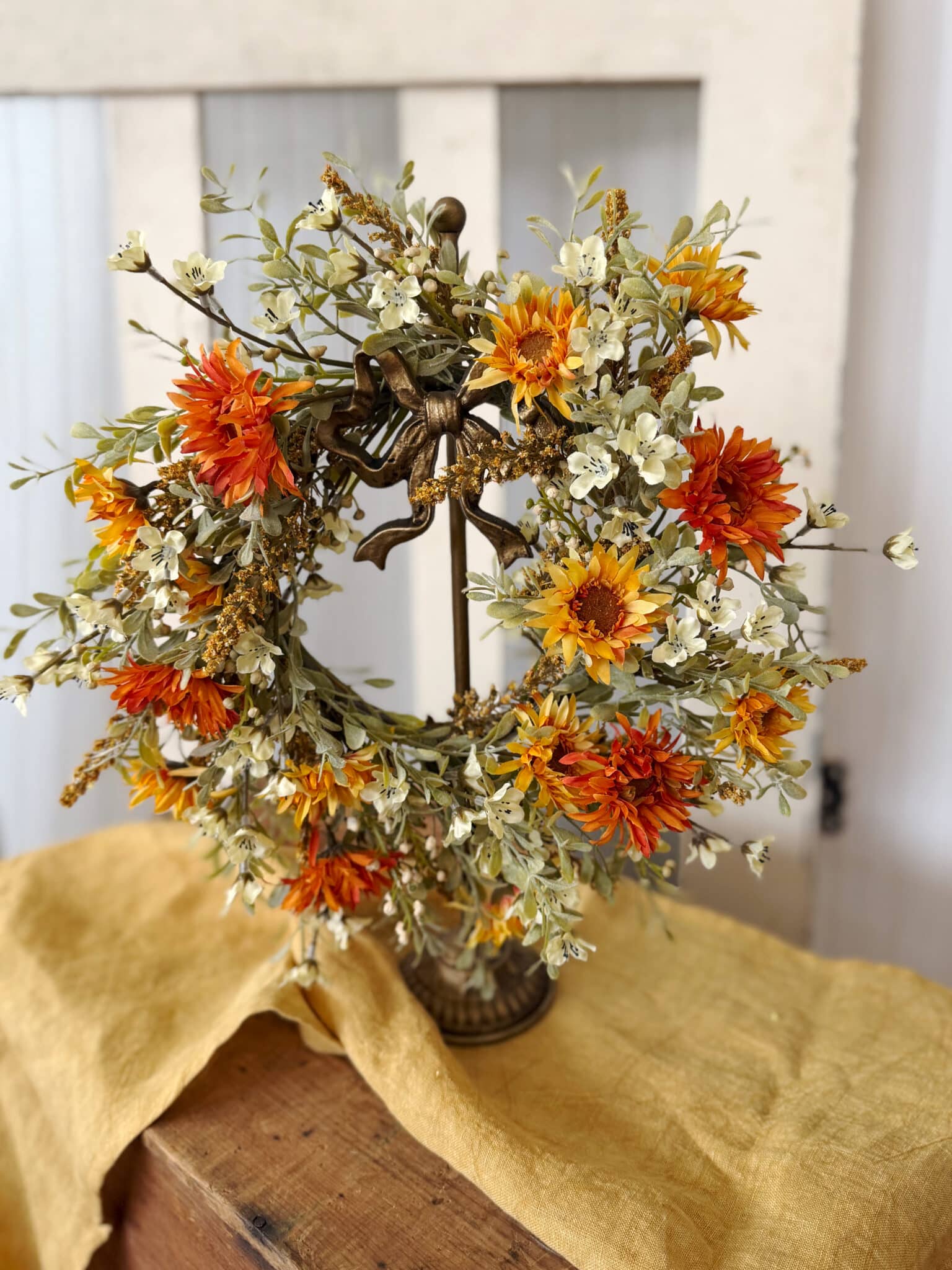 be-made-hays-ks-autumn-embrace-candle-ring-wreath-fall-floral-yellow-orange-hanging-bow-holder