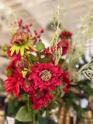 Red Scabiosa Spray