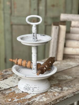 White Two Tiered Tray