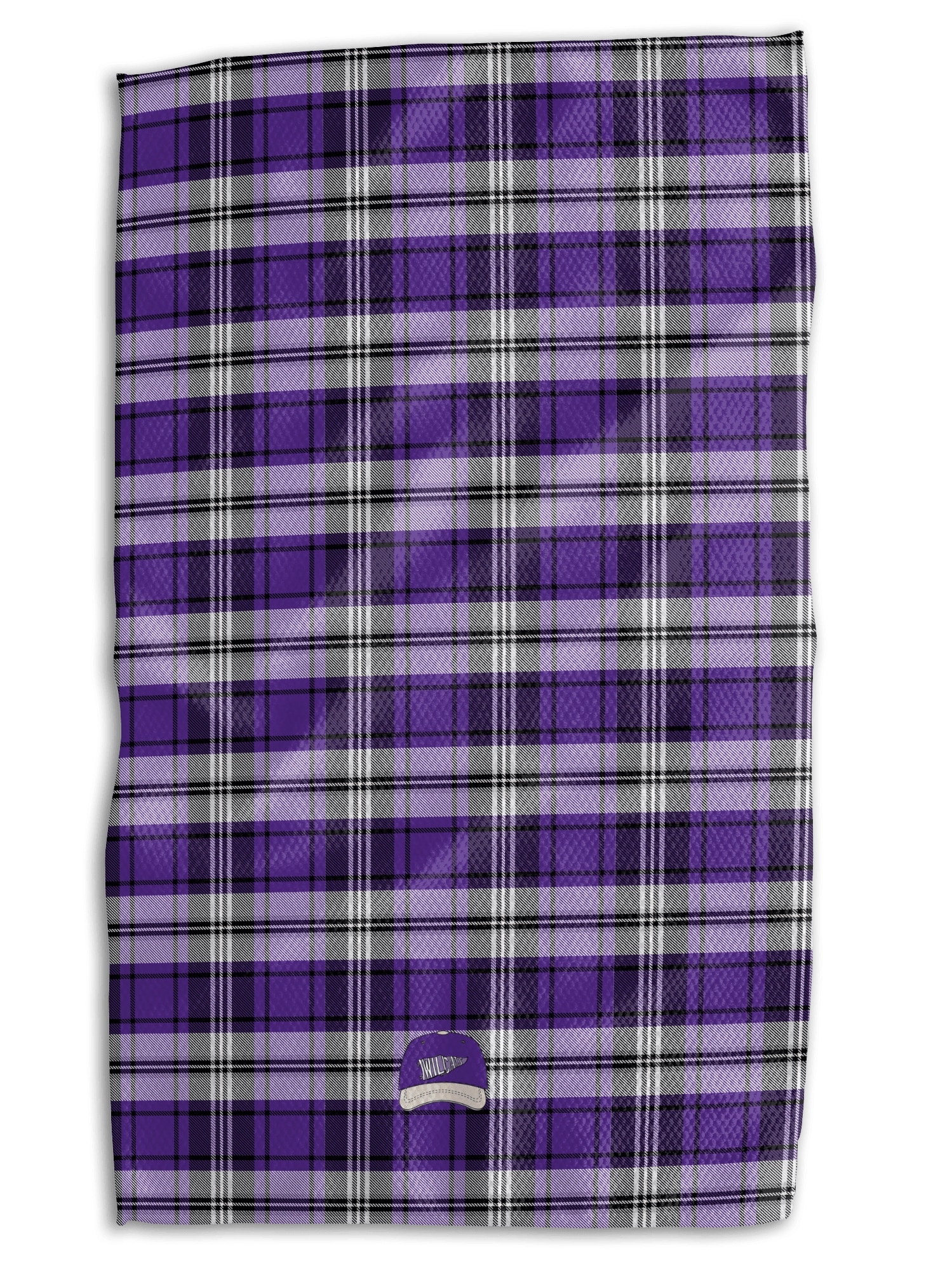 Kansas State Wildcats Hats Tea Towel featuring rows of purple, black, and gray hats with “Manhattan” and “Wildcats” details, double-sided microfiber.