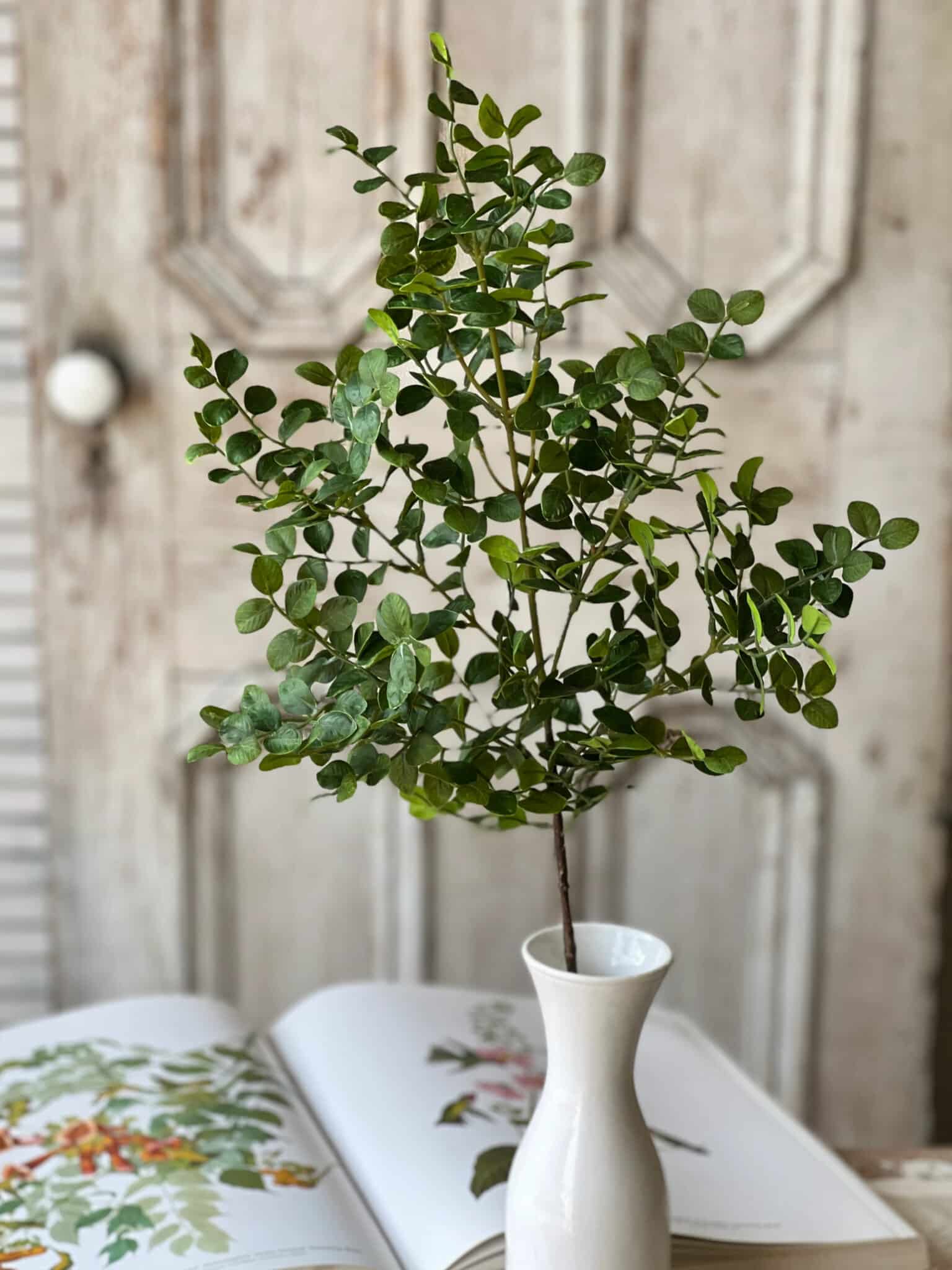 Wilder Leaf Greenery Bush styled in a narrow ceramic vase for natural height.