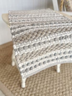 All is Calm Chindi Table Runner on table