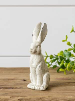 White Cottage Bunny Figurine