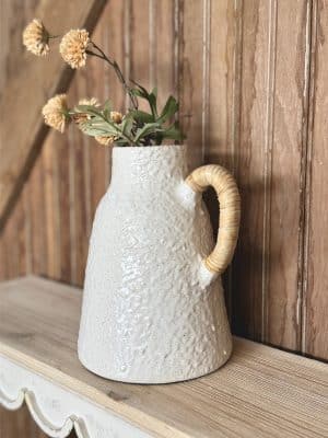 Rattan Wrapped Handle Vase Small