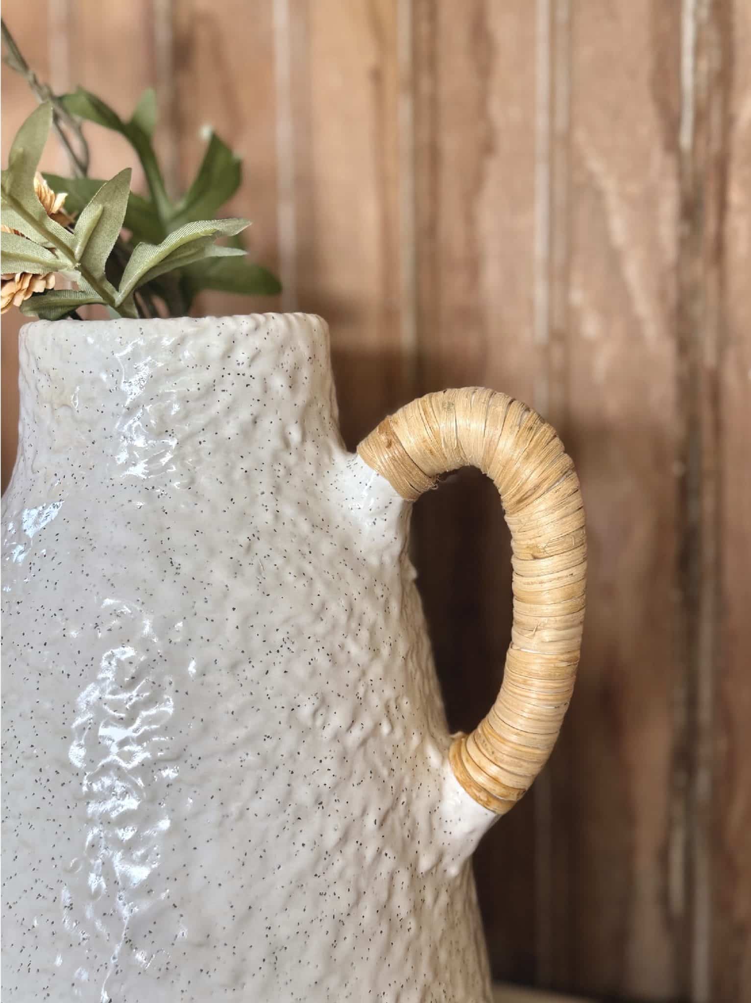 Rattan Wrapped Handle Vase Small