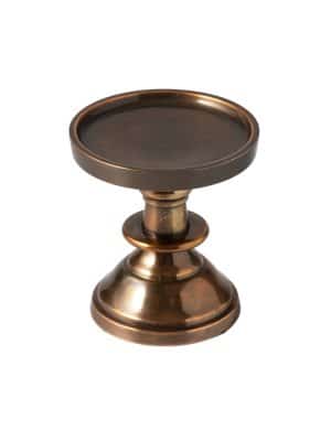 Mini copper pedestal with a vintage-inspired shape and enameled metal finish.