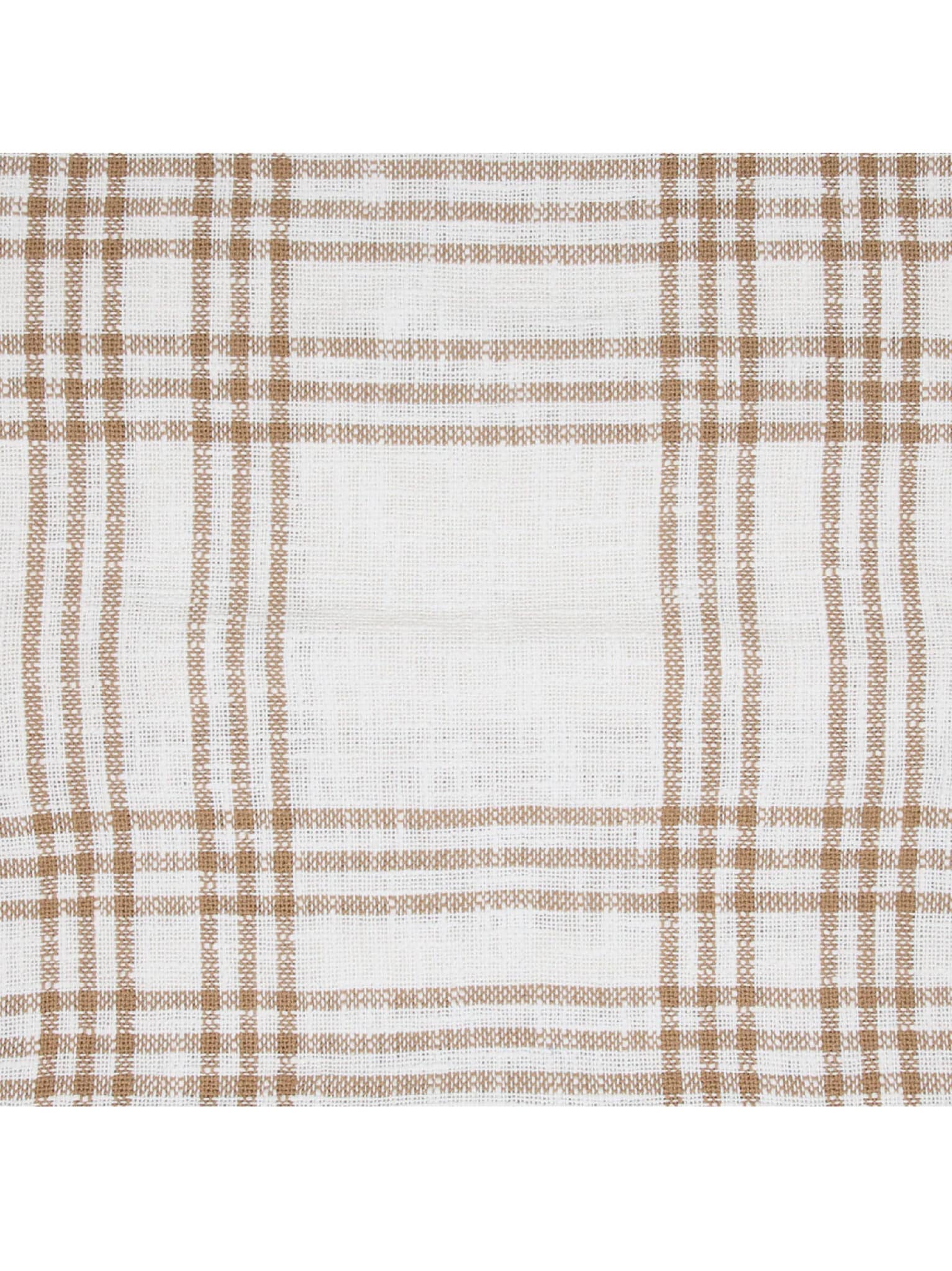 Plaid Woven Wheat Throw Pillow Fabric Detail In Cream And Wheat Plaid Woven Cotton Pattern