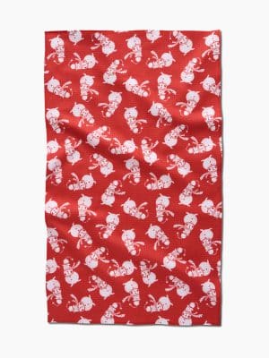 Festive Geometry towel featuring rows of frosty snowmen, sustainable microfiber fabric.