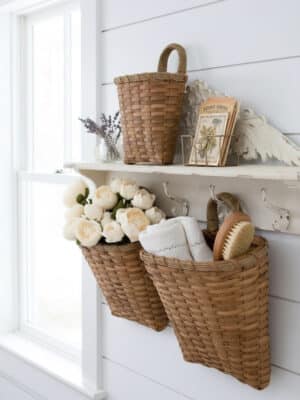 Hanging Chipwood Baskets with Woven Handle – 3 Sizes