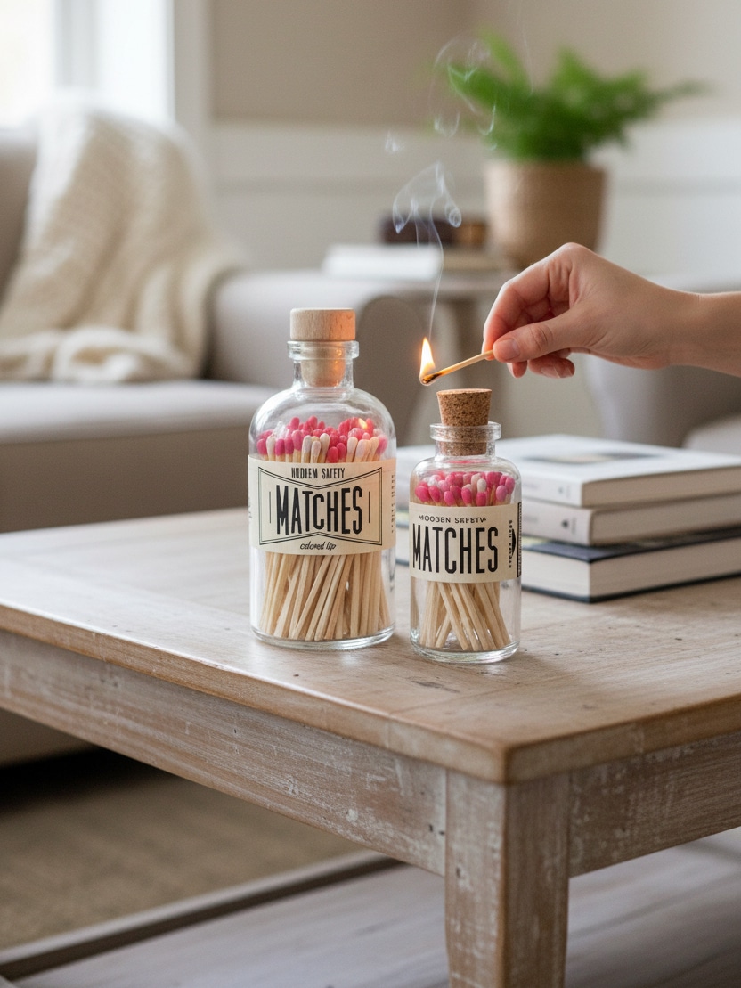 Vintage Apothecary Valentine Match Mix and mini size styled on a coffee table with books