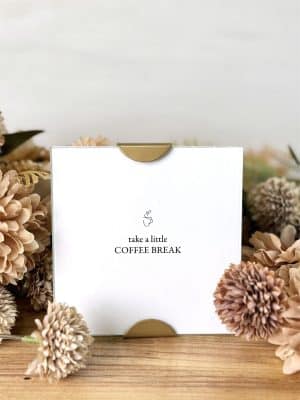 Coffee Break Scallop Frame surrounded by flowers