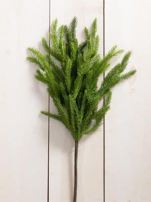 Soft Touch Norfolk Pine Pick with lifelike layered greenery, 18-inch faux stem.