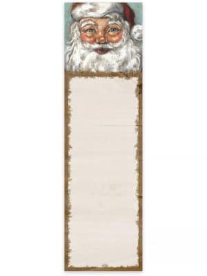 Holiday notepad with Santa illustration at the top and lined tear-off pages.