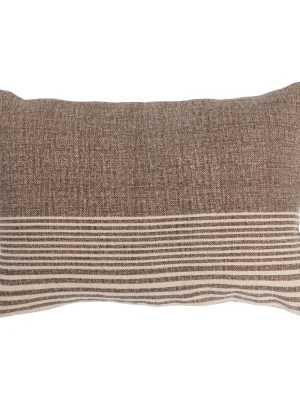 Be Made Hays, KS. 20"L x 14"H Cotton Blend Slub Lumbar Pillow w/ Stripes & Leather Tab