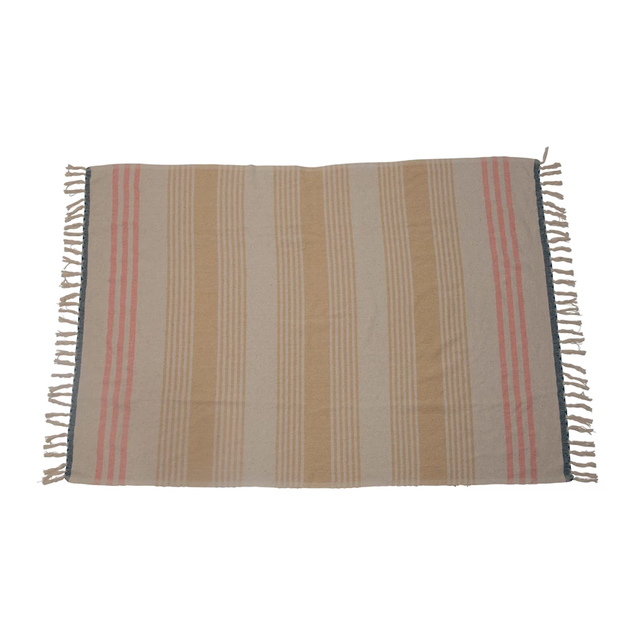 Be Made Hays, KS Multi Color Striped with Fringed Edges Throw Blanket Spring