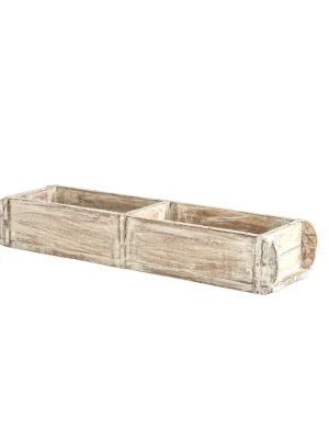 Be Made Hays, KS. Approximately 22"L x 6"W x 4"H Found Wood Double Brick Mould, Distressed White
