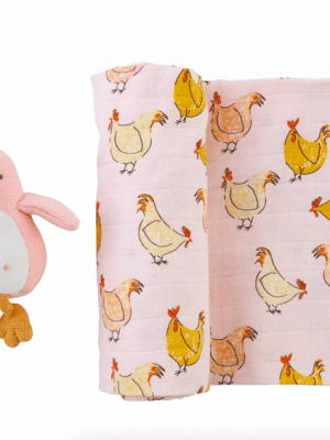 Be Made Hays, KS Rattle & Swaddle Pink Chick Farmhouse
