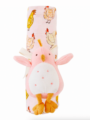 Be Made Hays, KS Rattle & Swaddle Pink Chick Farmhouse