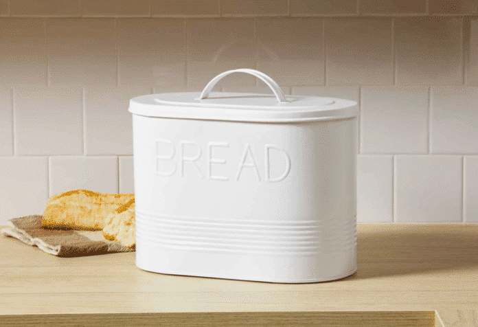 Be Made Hays, KS Bread Bin White Embossed Tin