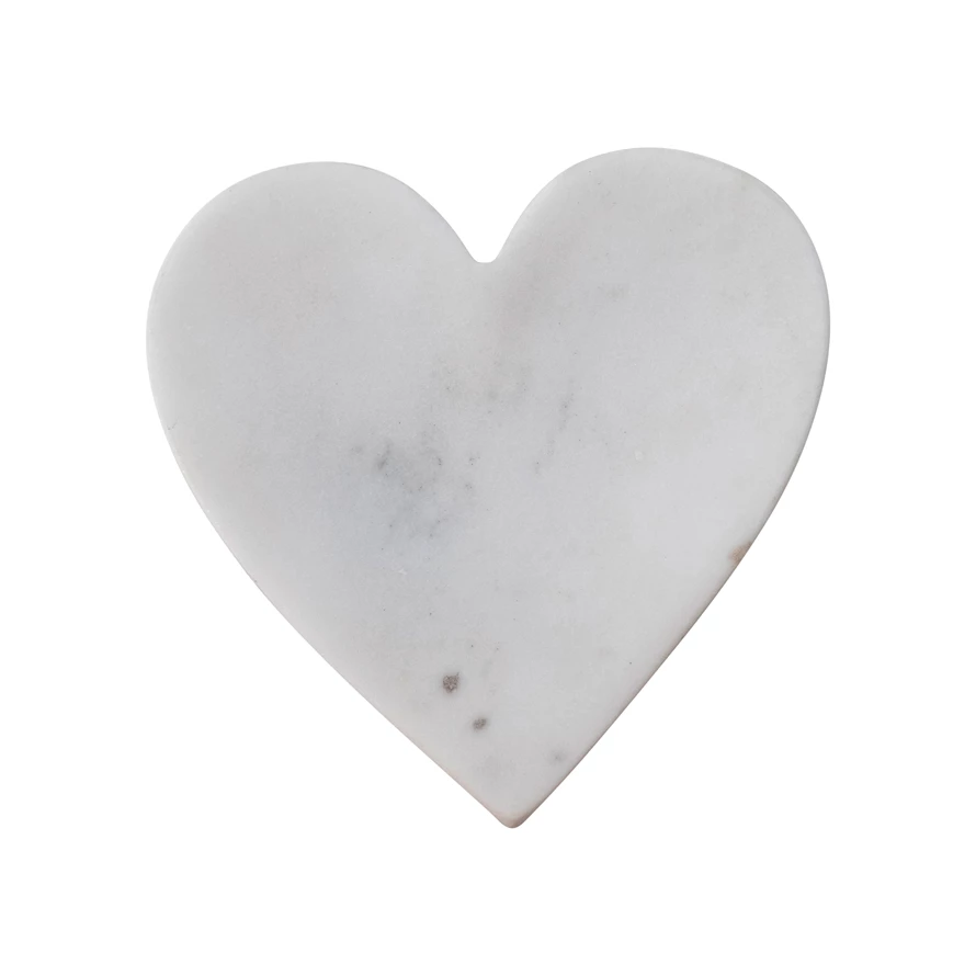 Be Made Hays, KS. White Marble Heart Trinket Dish Tray