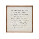Be Made Hays, KS. Wood Frame Decor Sign For Each New Morning With It's Light Ralph Waldo Emerson Poem Art